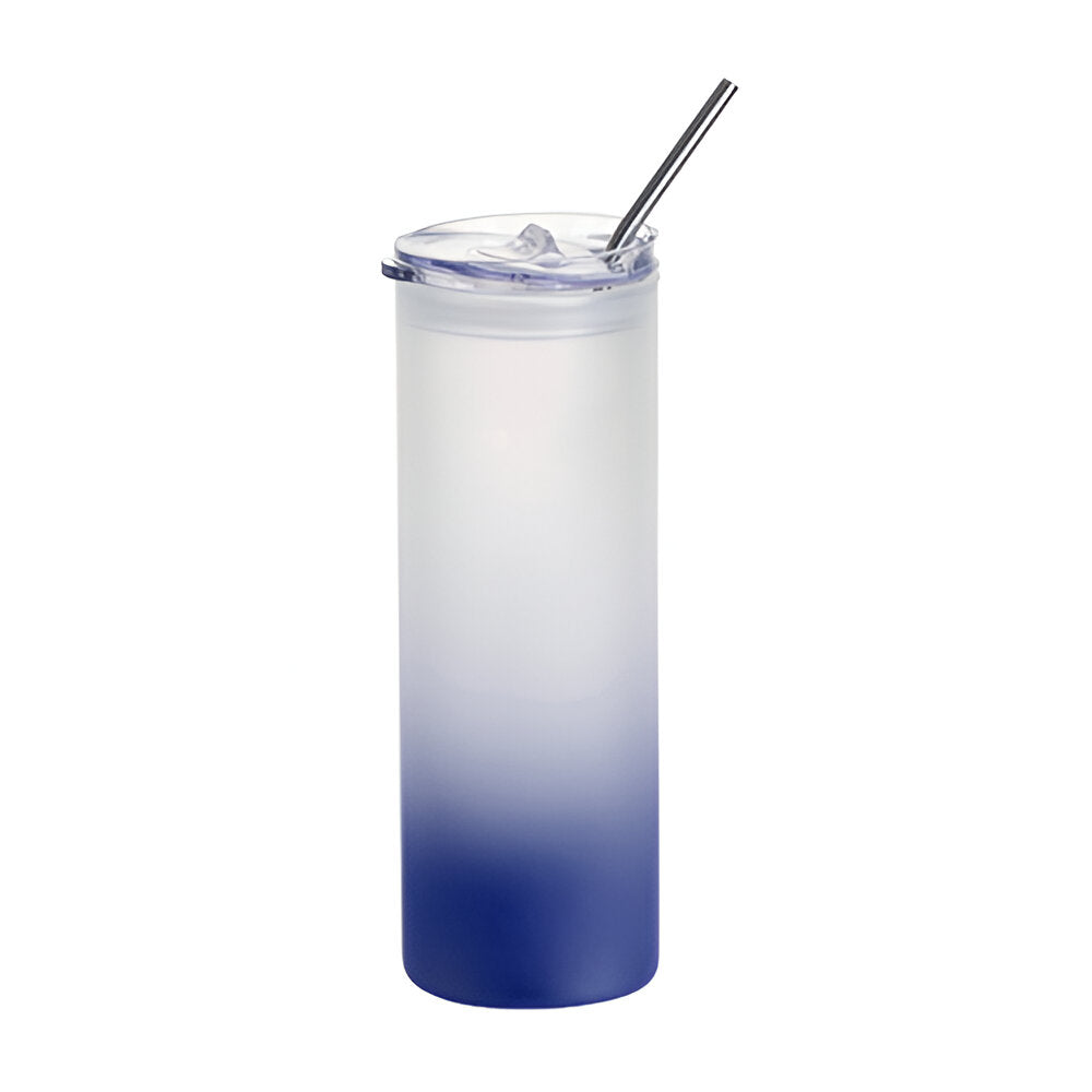 750ml sublimation glass skinny tumblers - frosted - dark blue