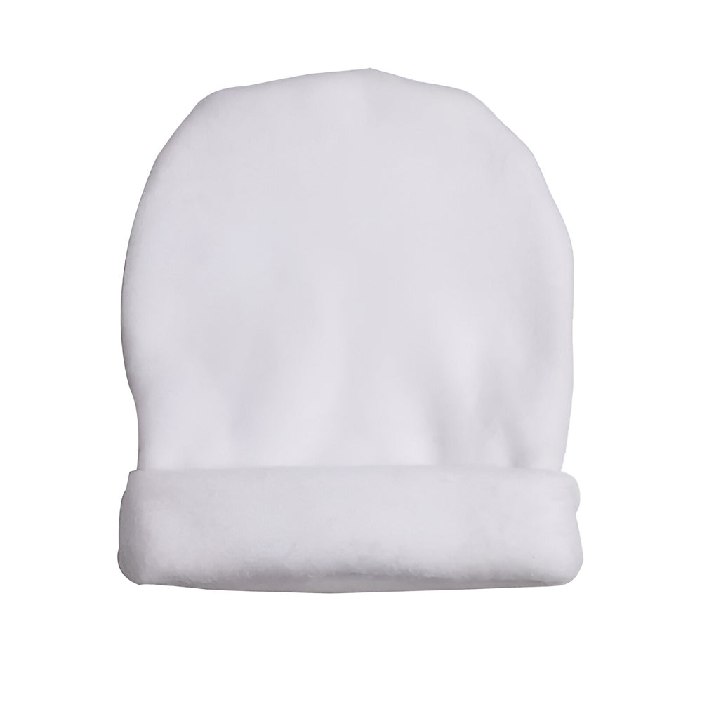 baby sublimation beanie hats - fleece - white