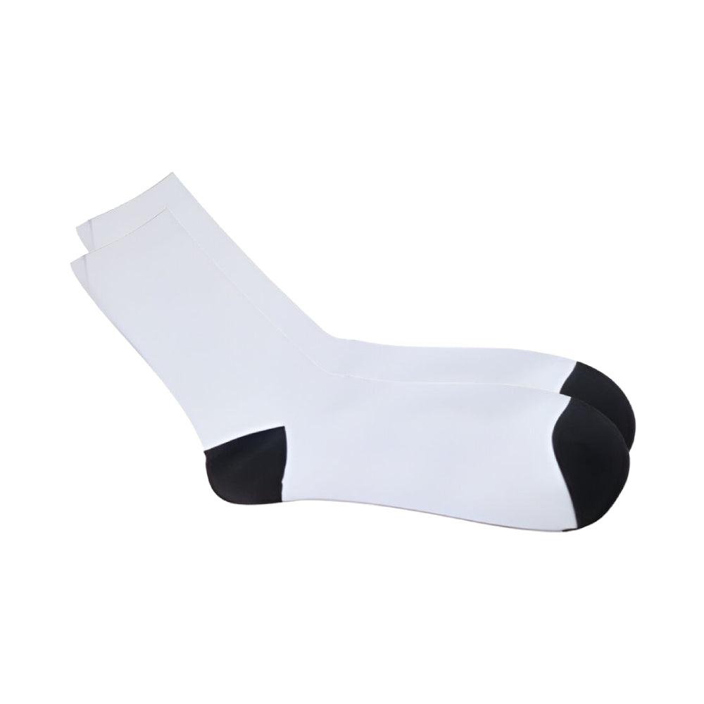 men’s sublimation socks - white - 40cm - black heel & toe