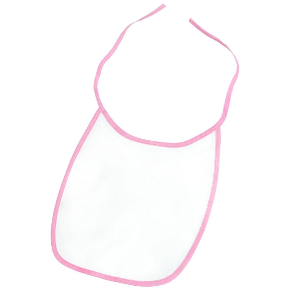 sublimation baby bibs - polyester - white with pink trim