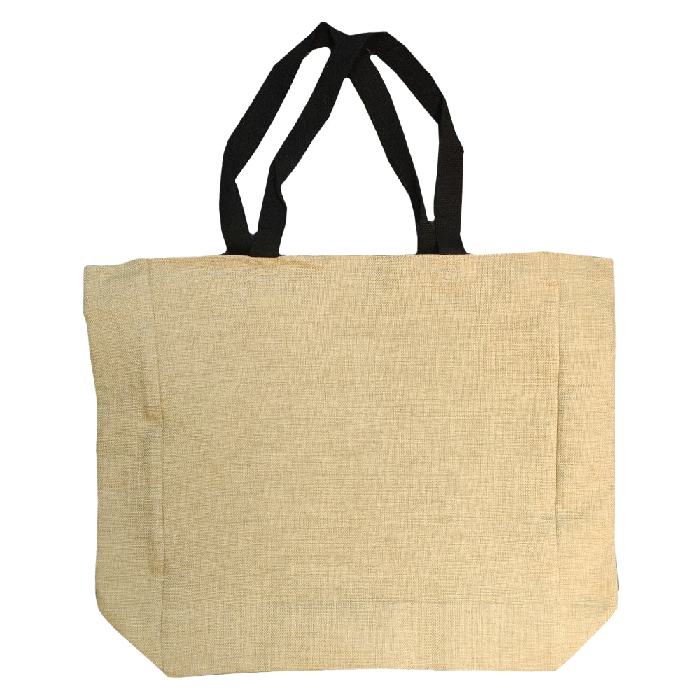 sublimation burlap shopping bags - black handles - 38cm x 48cm