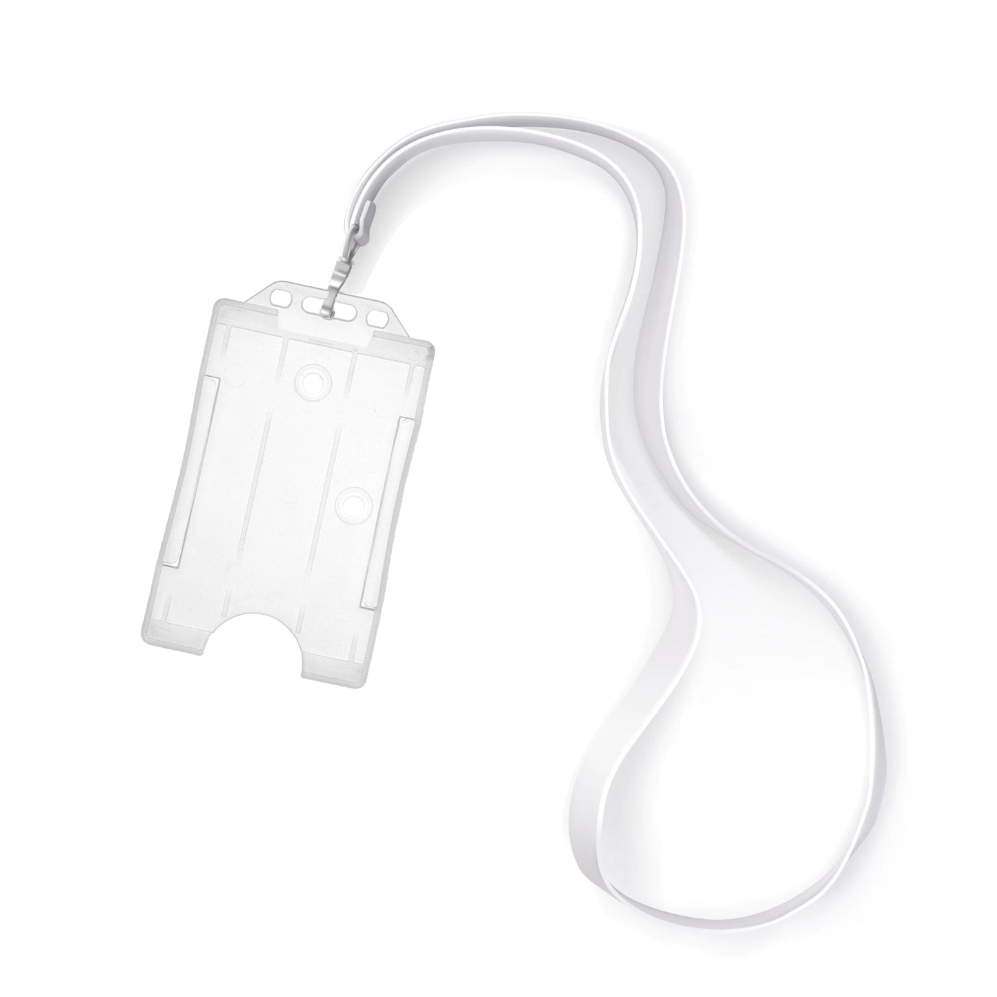 sublimation lanyards with plastic id badge holders - white