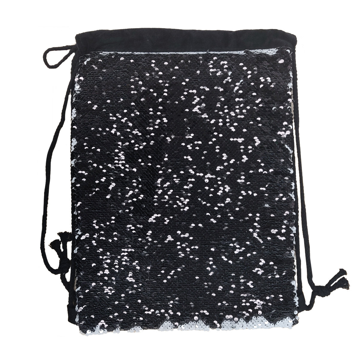 sublimation sequin drawstring bags - black