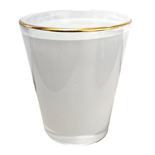 1.5oz sublimaton shot glasses with gold rim