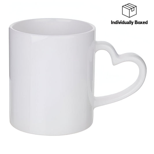 11oz sublimation ceramic mugs with heart handle