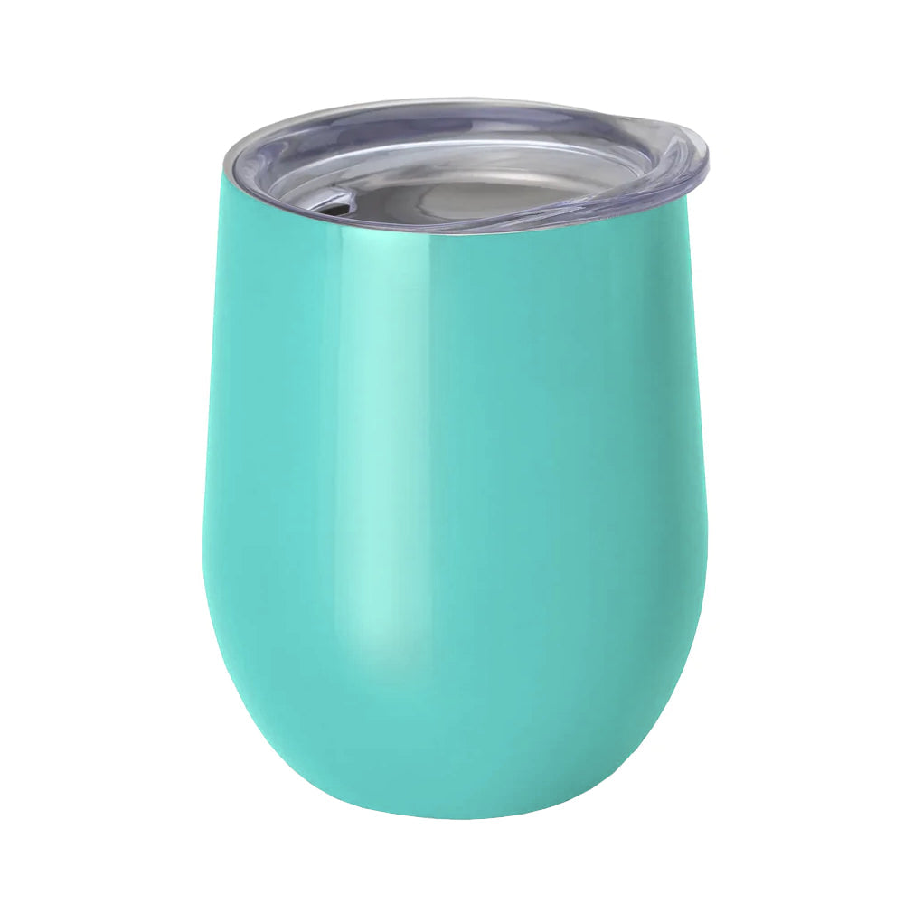 12oz sublimation stemless wine glasses with lid - light blue