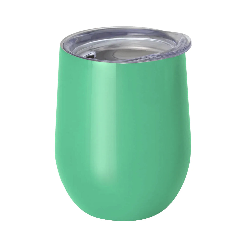 12oz sublimation stemless wine glasses with lid - mint green