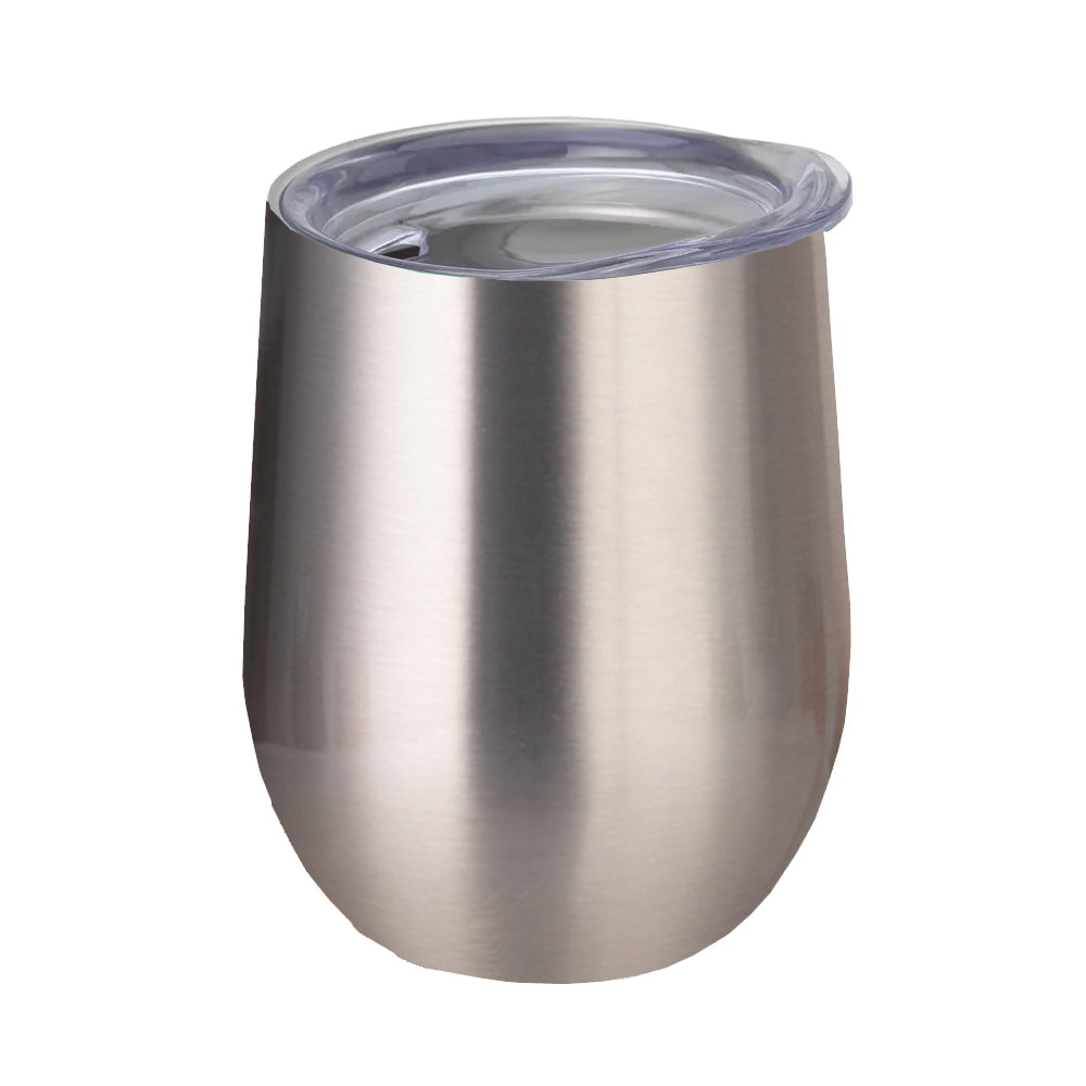 12oz sublimation stemless wine glasses with lid - silver
