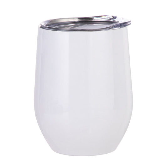 12oz sublimation stemless wine glasses with lid - white