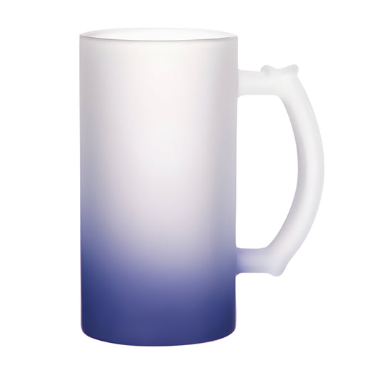 16oz sublimation glass trigger steins - frosted gradient - dark blue