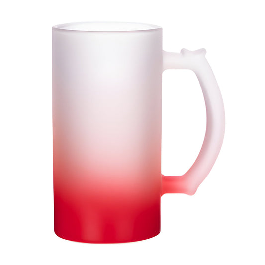 16oz sublimation glass trigger steins - frosted gradient - red