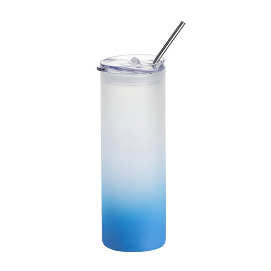 750ml sublimation glass skinny tumblers - frosted - sky blue