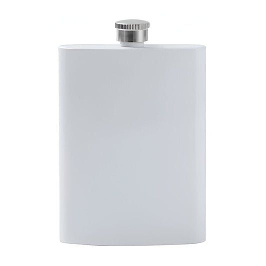 8oz sublimation hip flasks - stainless steel - white