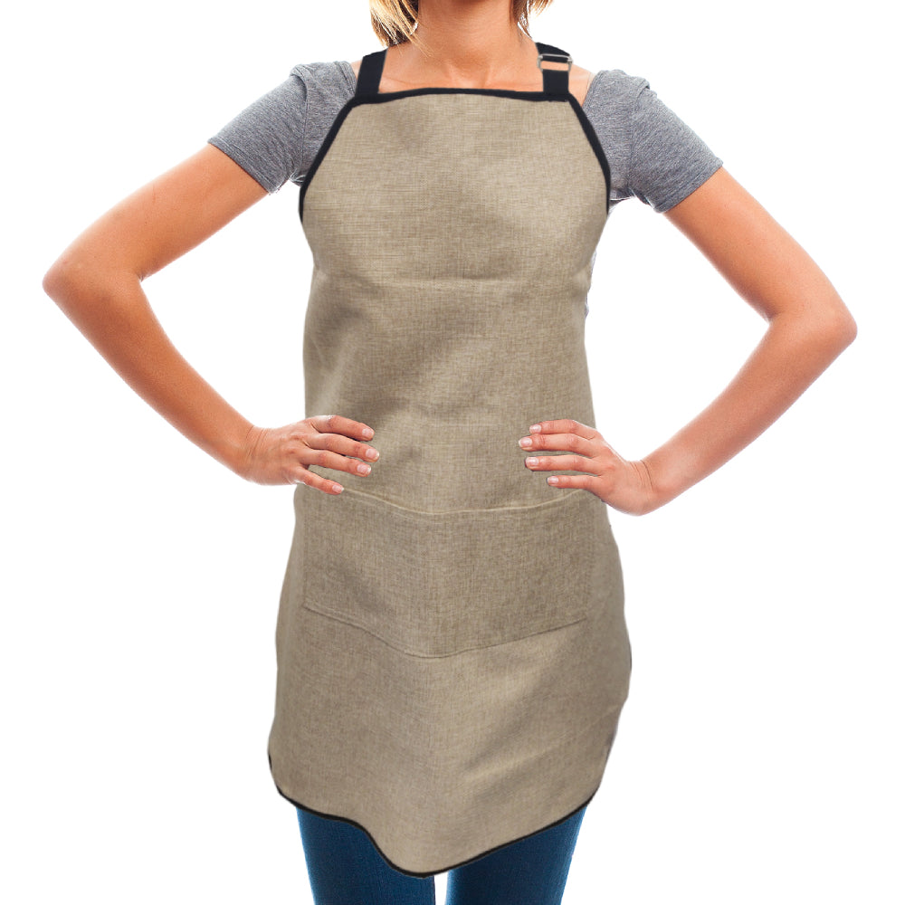 adult sublimation aprons with pocket - burlap with black border
