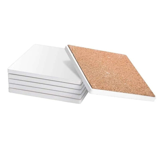 ceramic sublimation coasters - square - 10cm - cork base