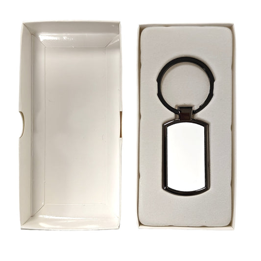 metal sublimation keyrings - oblong - gunmetal