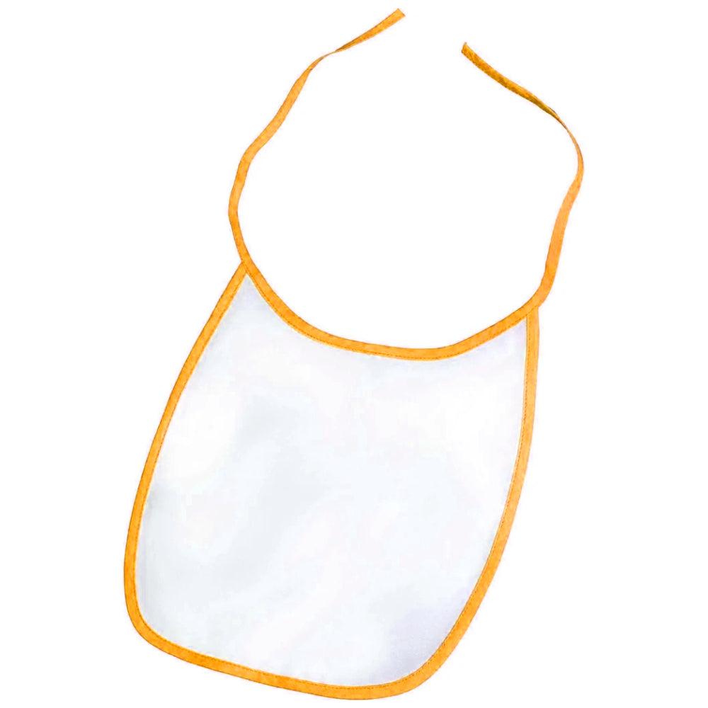 sublimation baby bibs - polyester - white with orange trim