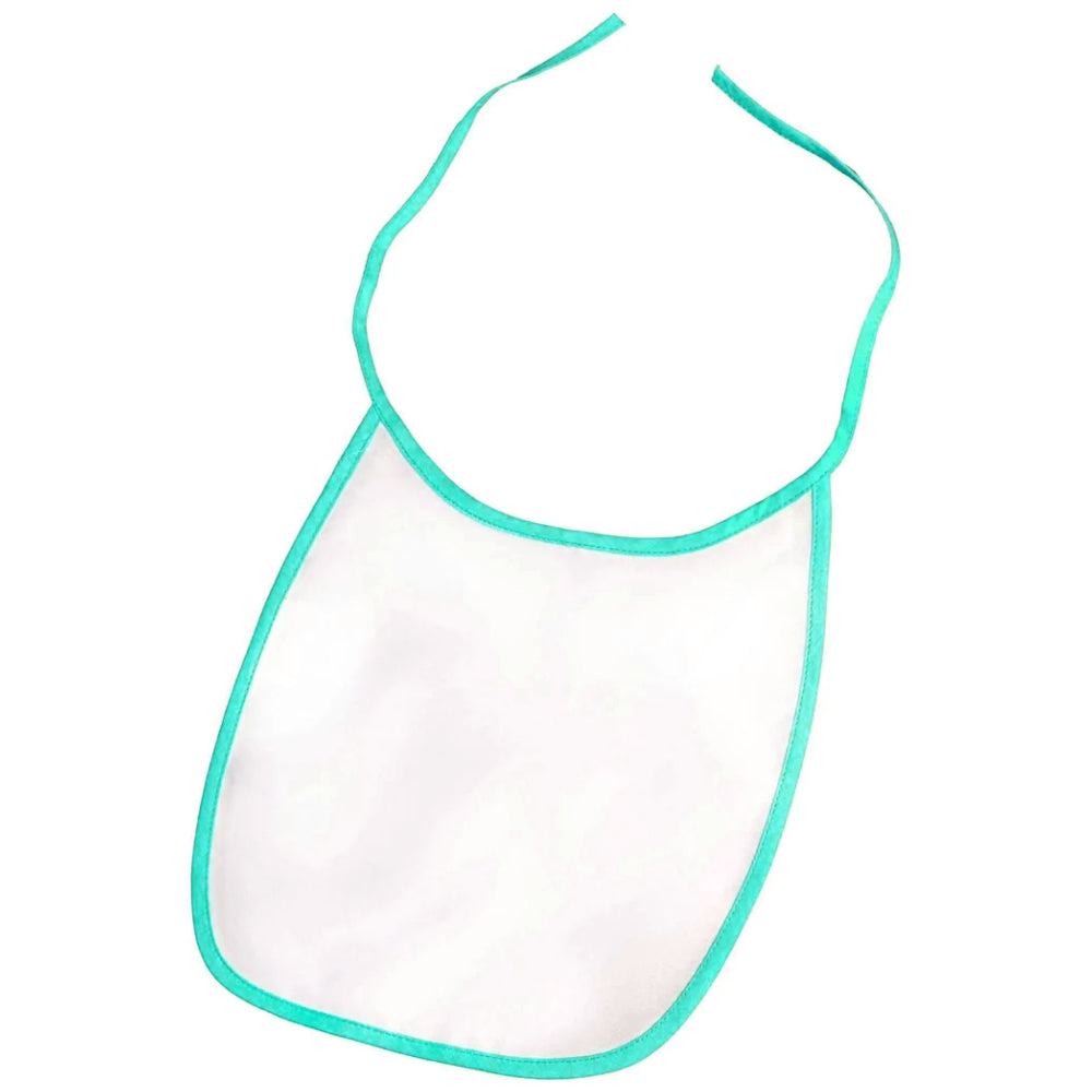 sublimation baby bibs - polyester - white with teal trim