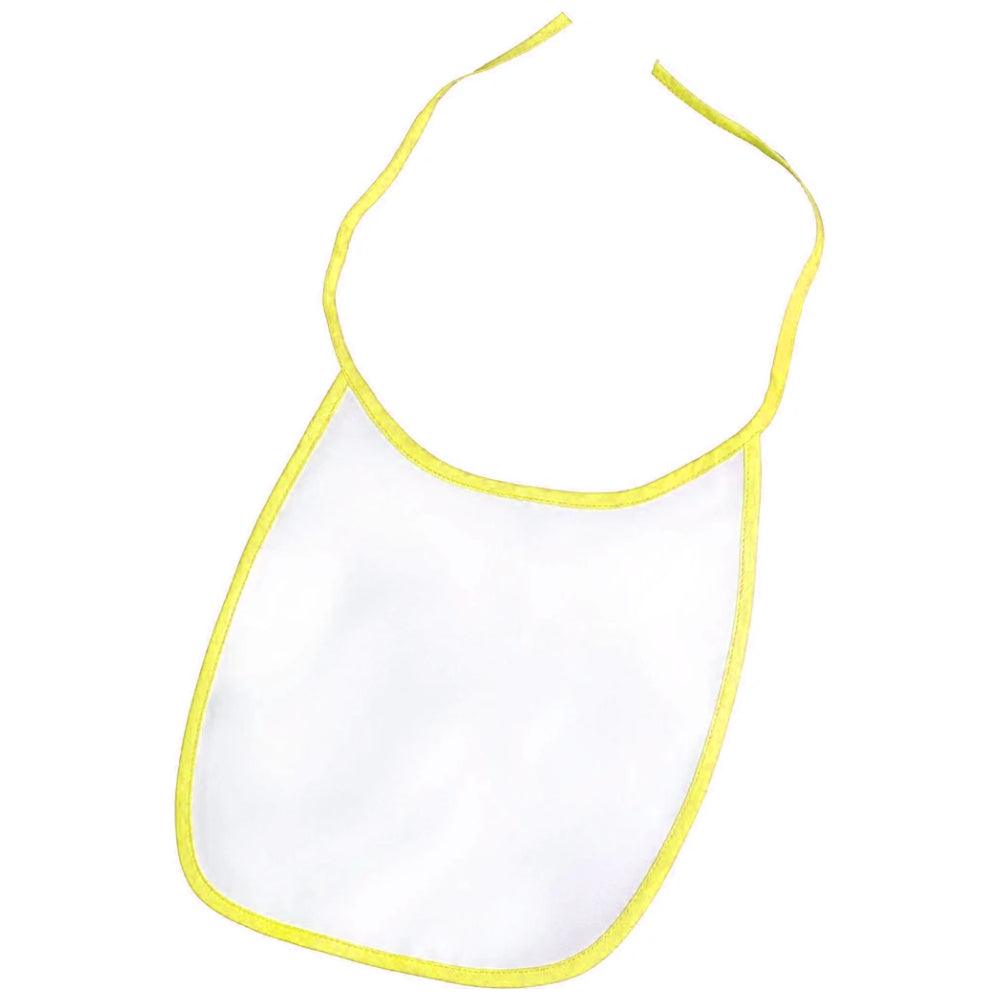 sublimation baby bibs - polyester - white with yellow trim