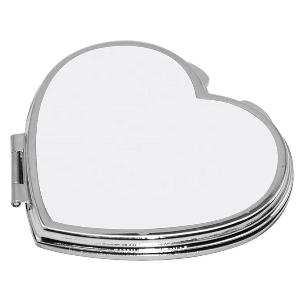 sublimation compact mirrors - heart - chrome