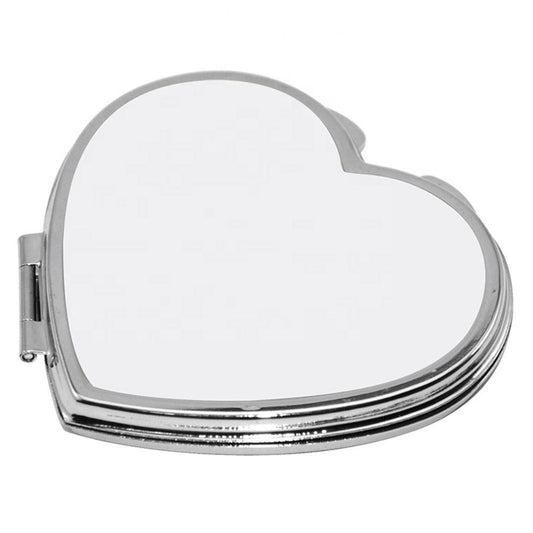 sublimation compact mirrors - heart - chrome