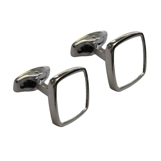 Sublimation Cufflinks - Curved Square - Chrome - Deluxe - Pack of 50