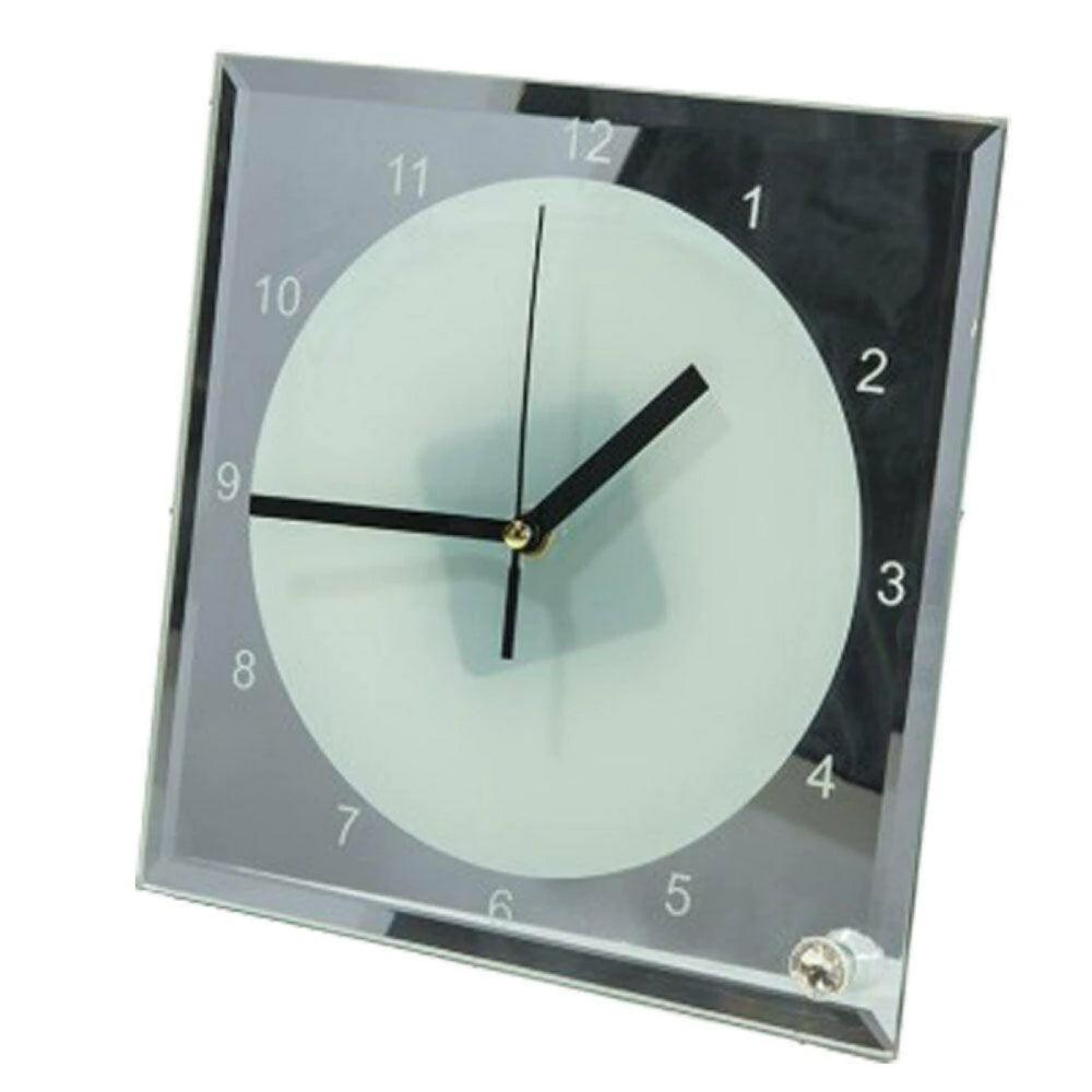 sublimation glass desk clocks - square with numbers - 20cm