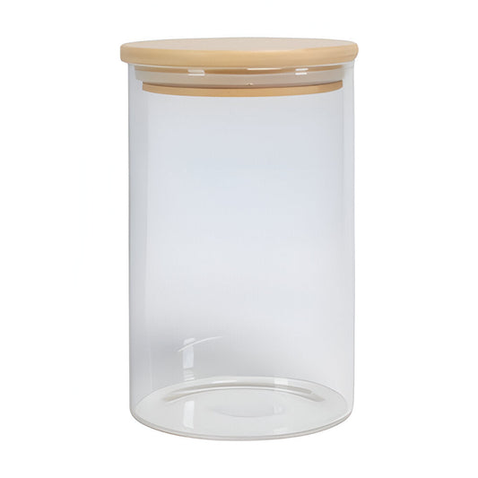 sublimation glass storage jars - wooden lid - clear