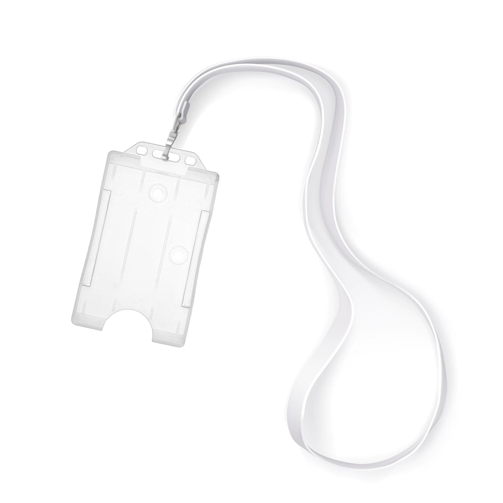 sublimation lanyards with plastic id badge holders - white