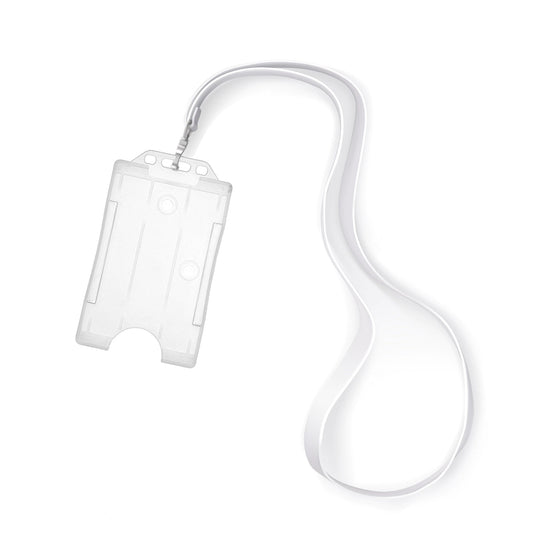 sublimation lanyards with plastic id badge holders - white