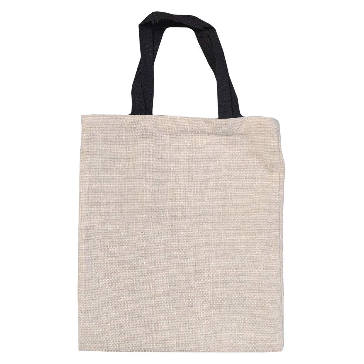 sublimation linen tote bags - short black handles - 37cm x 42cm