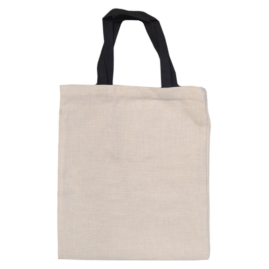 sublimation linen tote bags - short black handles - 37cm x 42cm