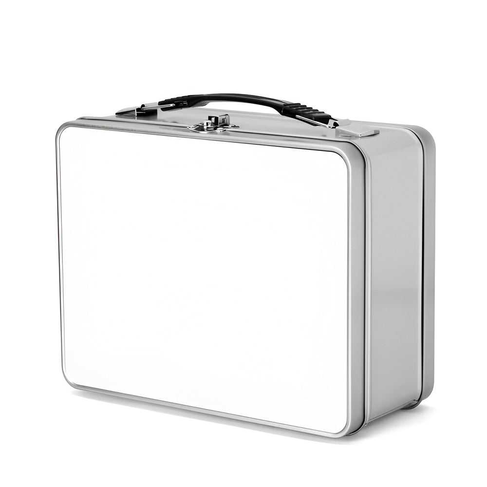 sublimation metal lunch boxes with printable insert - silver