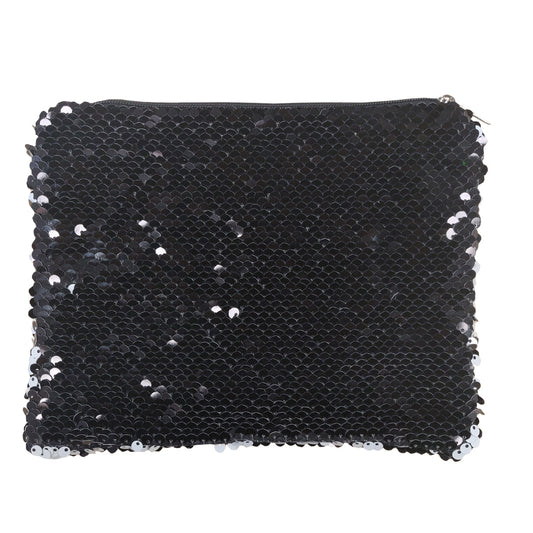 sublimation sequin cosmetic bags - black - 15cm x 20cm