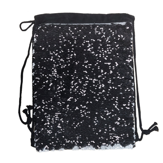 sublimation sequin drawstring bags - black