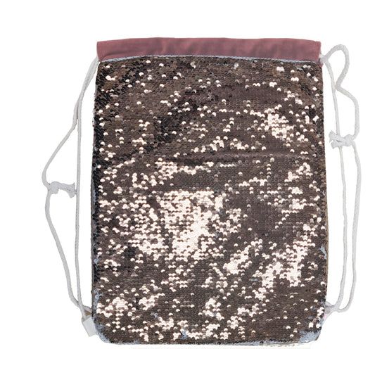 sublimation sequin drawstring bags - champagne gold