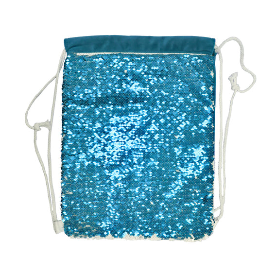 sublimation sequin drawstring bags - light blue