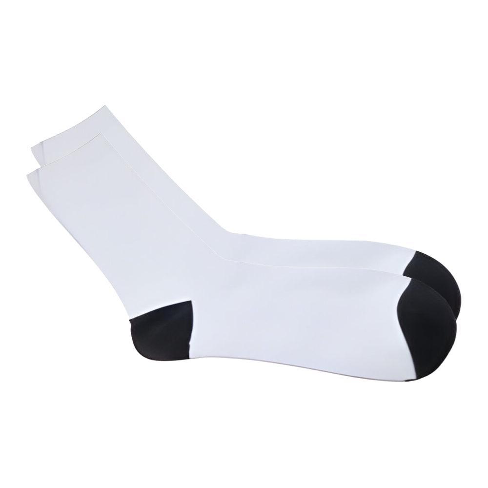 women’s sublimation socks - white - 35cm - black heel & toe